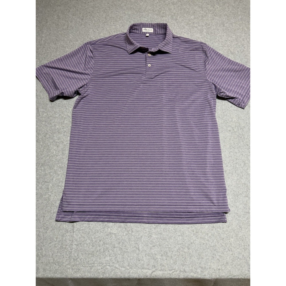 Peter Millar Summer Comfort Polo Shirt Men's XL Purple Striped Golf Polo